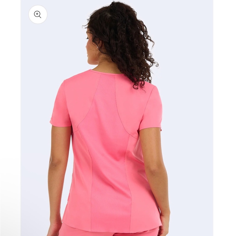 Ava Therese Ribbed Knit Back Scrub Top, Bright Pink V-Neck, Women’s Sz XL - Picture 8 of 9